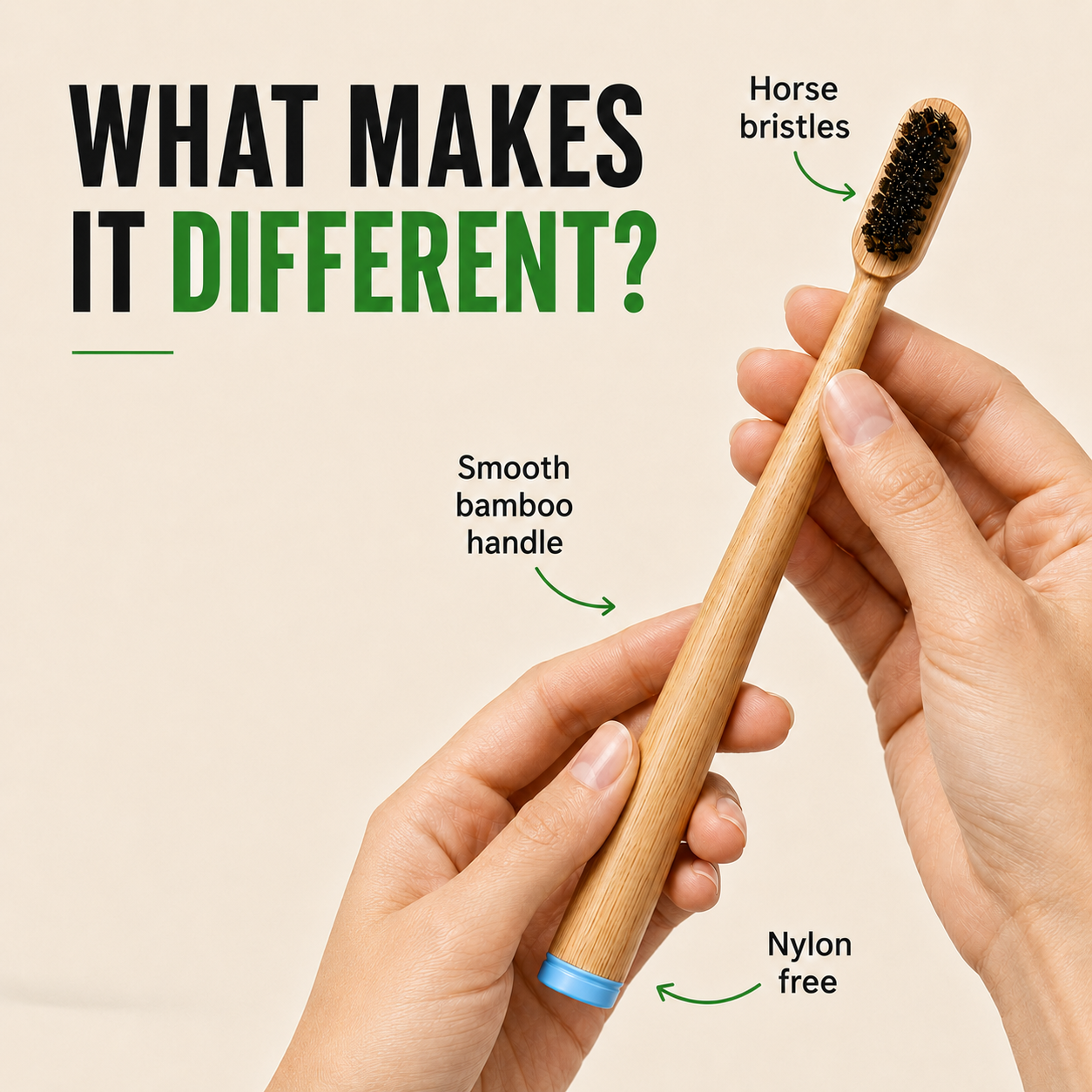 Horse Bristle & Bamboo Toothbrush (100% Plastic Free)