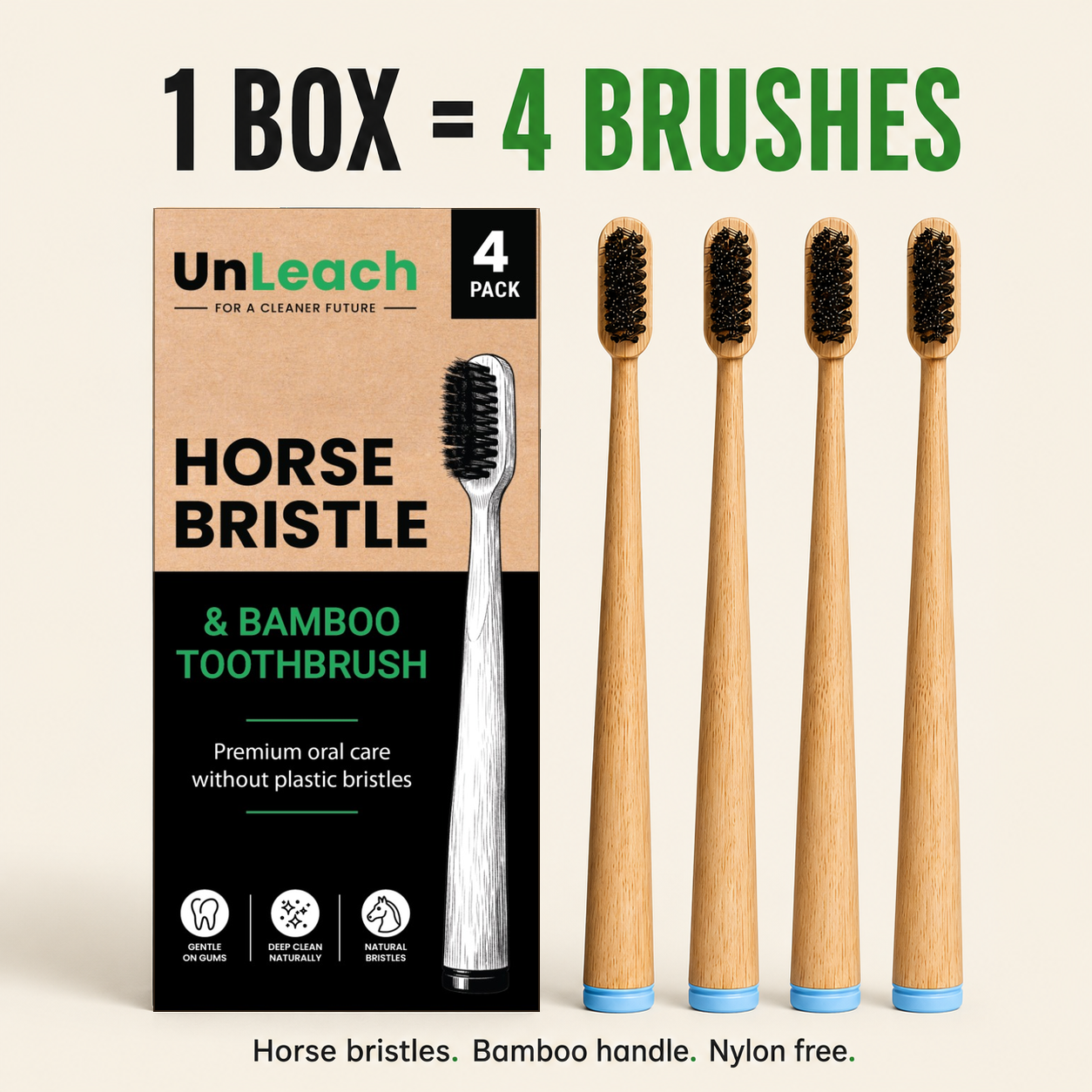 Horse Bristle & Bamboo Toothbrush (100% Plastic Free)